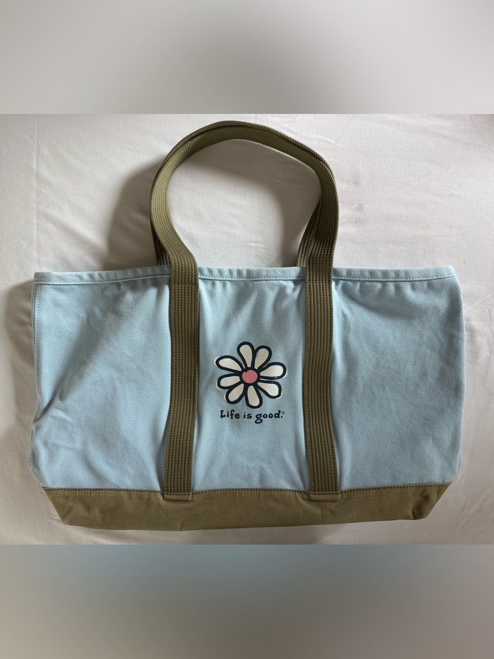 Life is Good Daisy Canvas Tote Bag